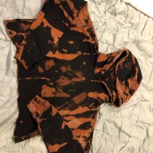 Homemade bleach dyed cropped hoodie